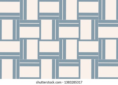 Abstract seamless pattern. Mirror geometric ornament. Vector illustration blue color