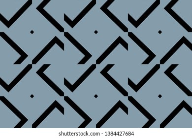 Abstract seamless pattern. Mirror geometric ornament. Vector illustration blue color