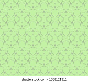 Abstract seamless pattern. Mirror geometric ornament. Vector illustration green color