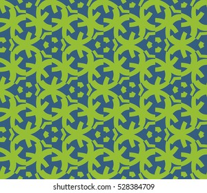 Abstract seamless pattern. Mirror geometric ornament. Vector illustration green color