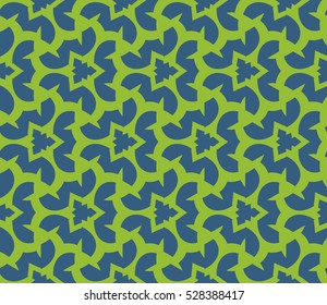 Abstract seamless pattern. Mirror geometric ornament. Vector illustration green color