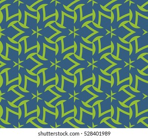 Abstract seamless pattern. Mirror geometric ornament. Vector illustration green color