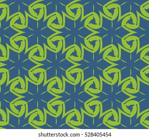 Abstract seamless pattern. Mirror geometric ornament. Vector illustration green color