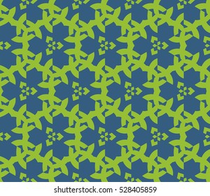 Abstract seamless pattern. Mirror geometric ornament. Vector illustration green color