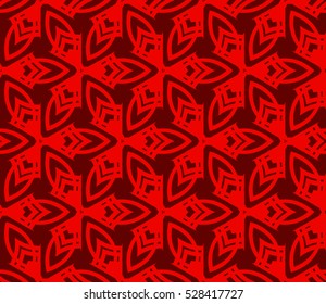 Abstract seamless pattern. Mirror geometric ornament. Vector illustration red color
