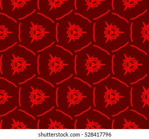 Abstract seamless pattern. Mirror geometric ornament. Vector illustration red color