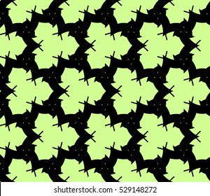 Abstract seamless pattern. Mirror geometric ornament. Vector illustration green color