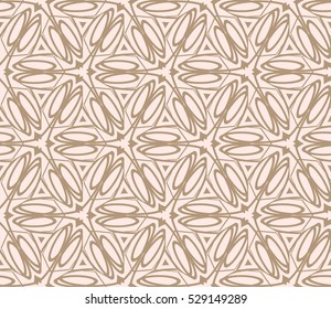 Abstract seamless pattern. Mirror geometric ornament. Vector illustration beige color