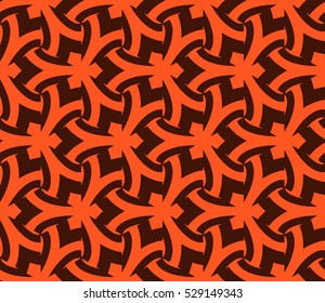 Abstract seamless pattern. Mirror geometric ornament. Vector illustration orange color