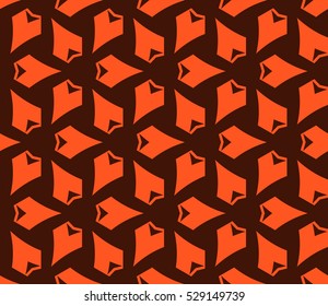 Abstract seamless pattern. Mirror geometric ornament. Vector illustration orange color