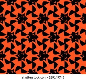 Abstract seamless pattern. Mirror geometric ornament. Vector illustration orange color
