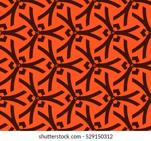 Abstract seamless pattern. Mirror geometric ornament. Vector illustration orange color