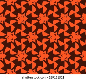 Abstract seamless pattern. Mirror geometric ornament. Vector illustration orange color