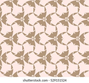 Abstract seamless pattern. Mirror geometric ornament. Vector illustration beige color