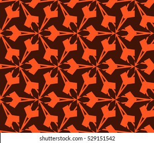 Abstract seamless pattern. Mirror geometric ornament. Vector illustration orange color