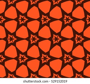 Abstract seamless pattern. Mirror geometric ornament. Vector illustration orange color