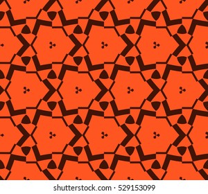 Abstract seamless pattern. Mirror geometric ornament. Vector illustration orange color