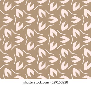 Abstract seamless pattern. Mirror geometric ornament. Vector illustration beige color