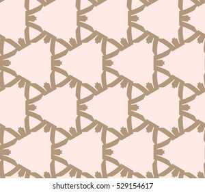 Abstract seamless pattern. Mirror geometric ornament. Vector illustration beige color