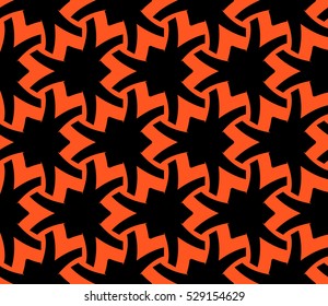 Abstract seamless pattern. Mirror geometric ornament. Vector illustration orange color