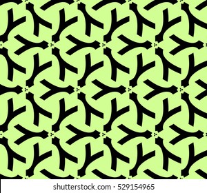 Abstract seamless pattern. Mirror geometric ornament. Vector illustration green color