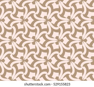 Abstract seamless pattern. Mirror geometric ornament. Vector illustration beige color