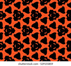 Abstract seamless pattern. Mirror geometric ornament. Vector illustration orange color
