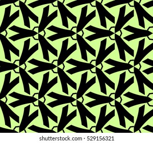 Abstract seamless pattern. Mirror geometric ornament. Vector illustration green color