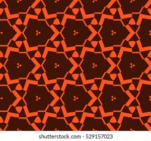 Abstract seamless pattern. Mirror geometric ornament. Vector illustration orange color