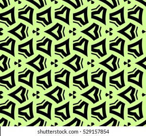 Abstract seamless pattern. Mirror geometric ornament. Vector illustration green color