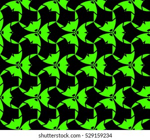 Abstract seamless pattern. Mirror geometric ornament. Vector illustration green color