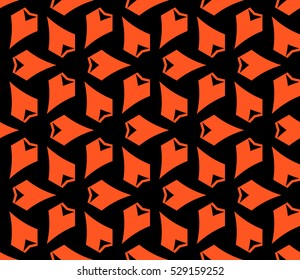 Abstract seamless pattern. Mirror geometric ornament. Vector illustration orange color