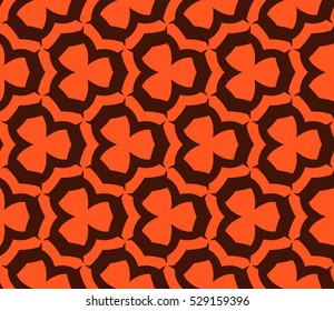 Abstract seamless pattern. Mirror geometric ornament. Vector illustration orange color