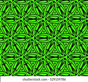 Abstract seamless pattern. Mirror geometric ornament. Vector illustration green color