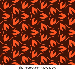 Abstract seamless pattern. Mirror geometric ornament. Vector illustration orange color