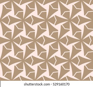 Abstract seamless pattern. Mirror geometric ornament. Vector illustration beige color