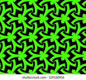 Abstract seamless pattern. Mirror geometric ornament. Vector illustration green color