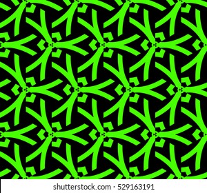 Abstract seamless pattern. Mirror geometric ornament. Vector illustration green color