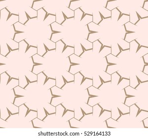 Abstract seamless pattern. Mirror geometric ornament. Vector illustration beige color