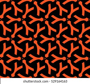 Abstract seamless pattern. Mirror geometric ornament. Vector illustration orange color