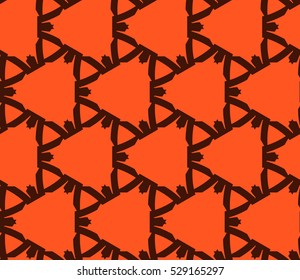 Abstract seamless pattern. Mirror geometric ornament. Vector illustration orange color