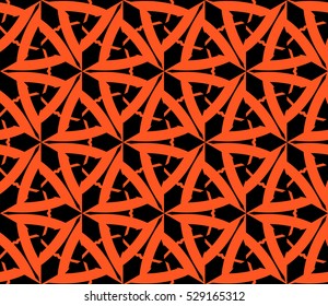Abstract seamless pattern. Mirror geometric ornament. Vector illustration orange color
