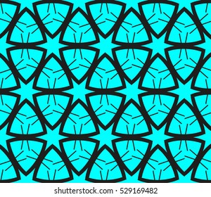 Abstract seamless pattern. Mirror geometric ornament. Vector illustration blue color