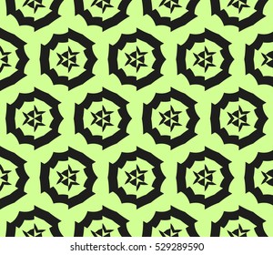 Abstract seamless pattern. Mirror geometric ornament. Vector illustration green color