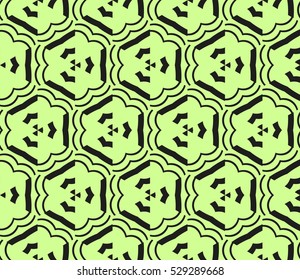 Abstract seamless pattern. Mirror geometric ornament. Vector illustration green color