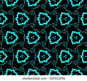 Abstract seamless pattern. Mirror geometric ornament. Vector illustration blue color