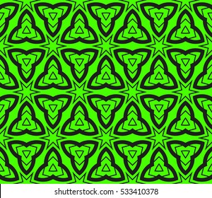 Abstract seamless pattern. Mirror geometric ornament. Vector illustration green color