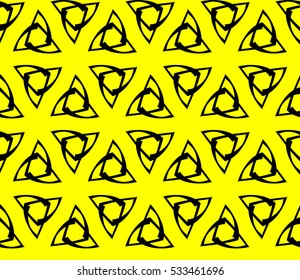 Abstract seamless pattern. Mirror geometric ornament. Vector illustration yellow color