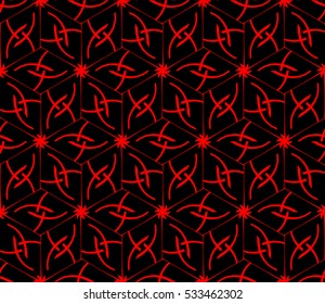 Abstract seamless pattern. Mirror geometric ornament. Vector illustration red color
