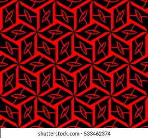 Abstract seamless pattern. Mirror geometric ornament. Vector illustration red color
